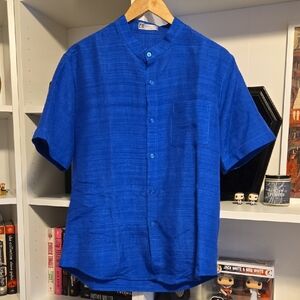 Casual Blue Button Down Shirt for Men